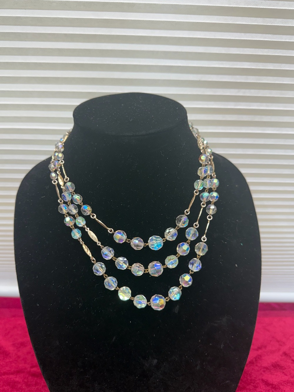 Vintage West Germany 3 Strand Crystal Necklace